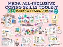 Load image into Gallery viewer, 350 Bundle Therapy Activity for Kids Worksheet Anxiety Coping Skills Handouts Resources Therapist School Psychology Tools Counseling Decor + 8 ebooks
