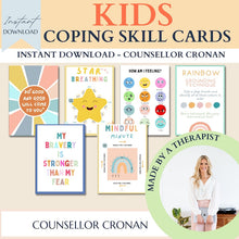 Load image into Gallery viewer, 90% off kids anxiety toolbox bundle, therapy bundle, calm down strategies, anxiety techniques, grounding strategies, anxiety worksheets, SEL +10 Ebooks
